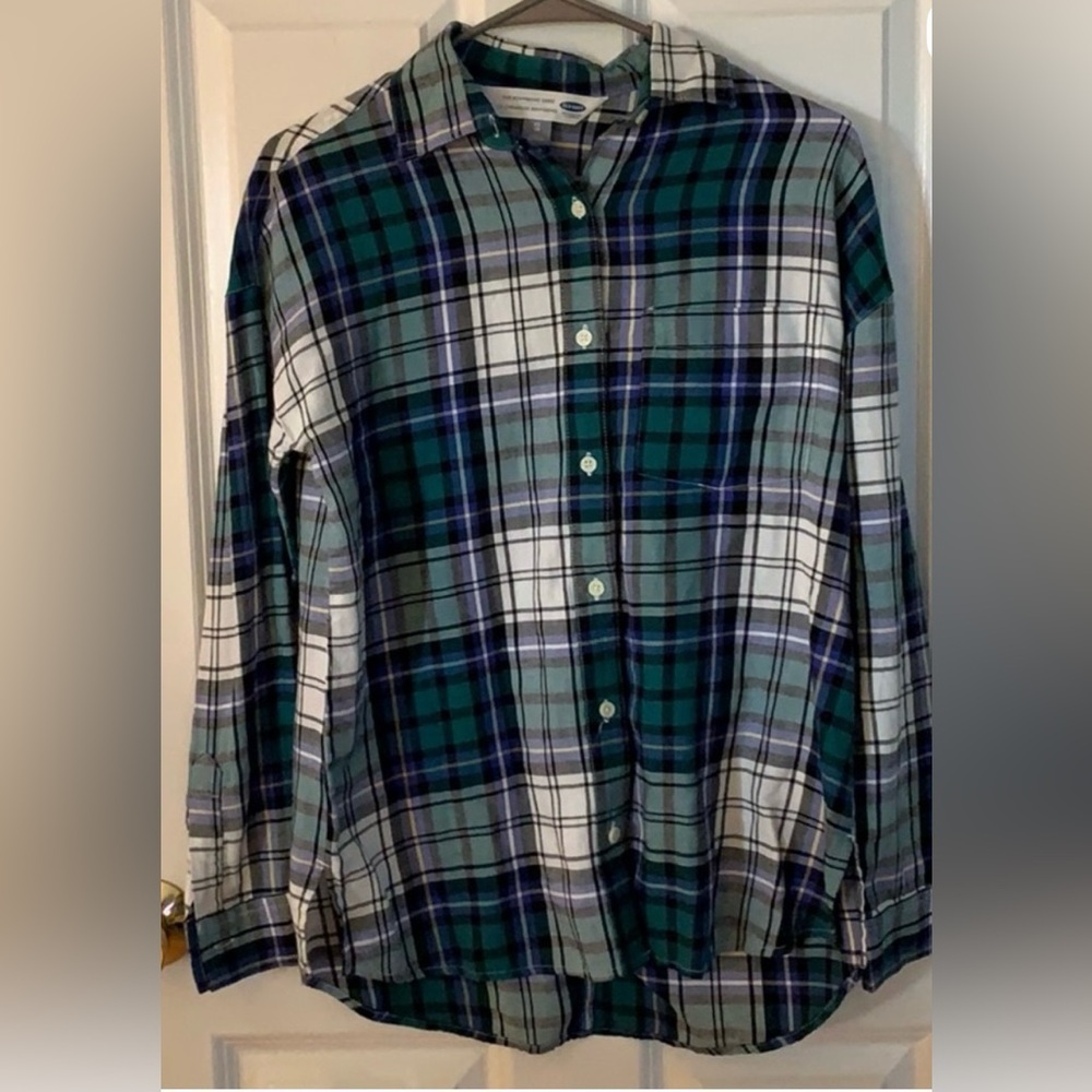 Old Navy Blue and Green Plaid Shirt women - Picture 5 of 8